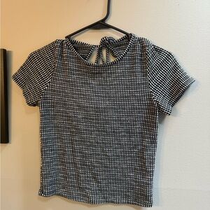 Caution To The Wind Monochrome Grid Short Sleeve Top